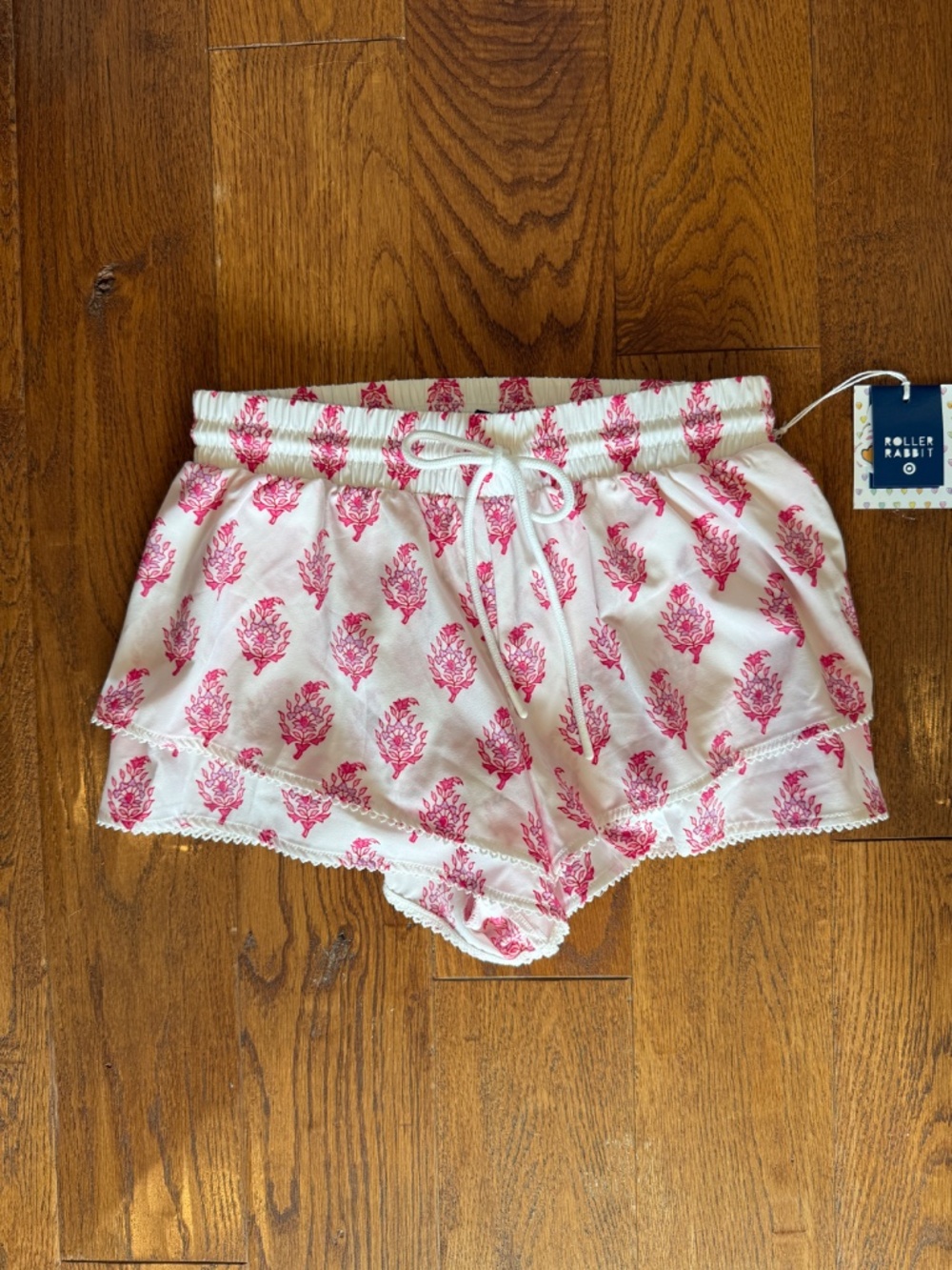 Roller Rabbit Ruffle Shorts – White with Pink Floral | Womens Size XS | NWT